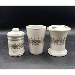 MCM Nasco Japan Apothecary Vanity Set 3 Hollywood Regency Gold Trim